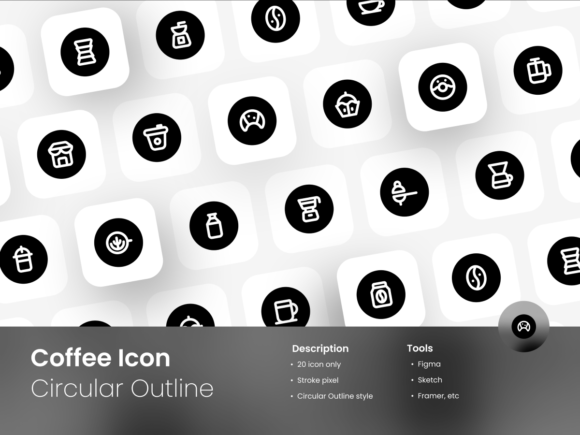 Coffee Icon Set Circular Outline Style: Your Visual Toolkit for Every Coffee-Related Project