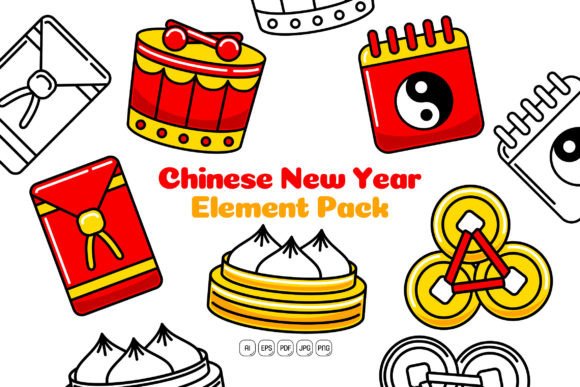 Elevate Your Brand for Chinese New Year with a Professional Vector Element Pack