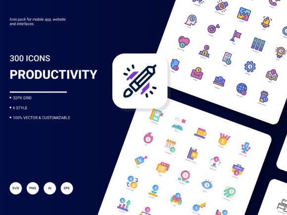 Elevate Your Digital Projects with a Stylish Productivity Icon Pack