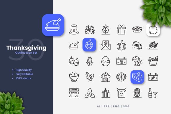 Elevate Your Thanksgiving Projects with Clean, Versatile Icon Design