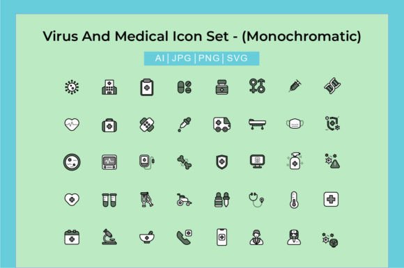Evaluating the Virus and Medical Icon - Monochromatic Collection