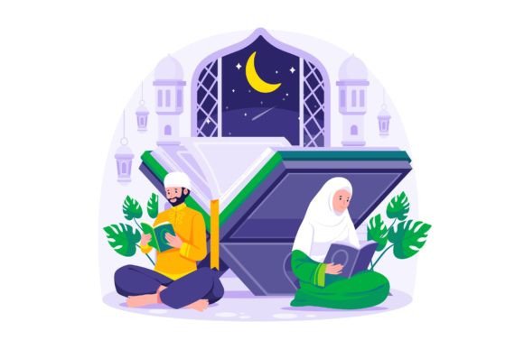 Integrating Purposeful Visual Storytelling: The Strategic Value of a Muslim Couple Reading Quran Illustration