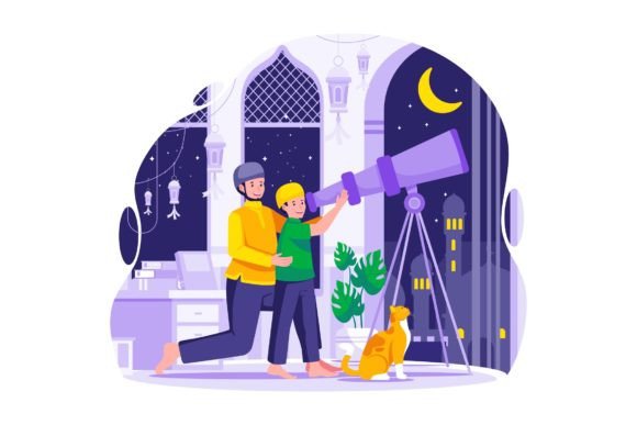 The New Crescent: How Family Looking for Hilal Illustration Captures Modern Ramadan Narratives