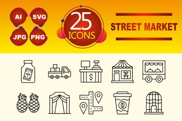 The Vibrant World of Street Market Icon Sets: Digital Symbols for Everyday Commerce