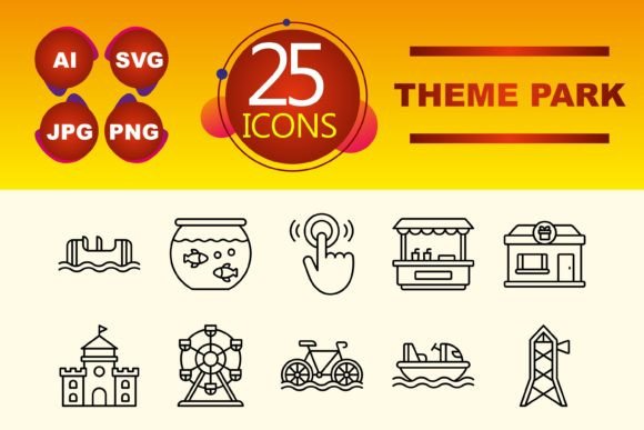 Thematic Cohesion: Elevating Digital Experiences with a Theme Park Icon Set