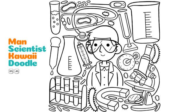 Unlocking Creativity with Man Scientist Kawaii Doodle Line Art